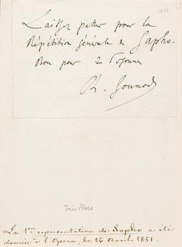 Lote 580: DOCUMENTO - Charles François Gounod (Francia 1818-1893)