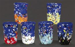 Lote 1002: Juego de seis vasos de cristal de Murano con decoración "molti fiore".