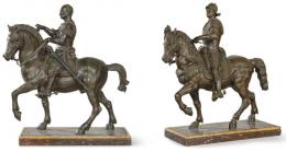 Lote 1072: "Condotiero Colleoni" y "Condotiero Gattamelata" dos esculturas del Grand Tour en bronce patinado, ff. S. XIX.