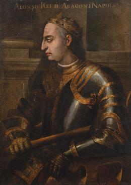 Lote 61: ESCUELA ESPAÑOLA FNS. S. XVI - Retrato del rey Alfonso V de Aragón, apodado el Magnánimo