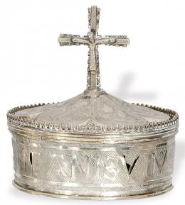 Lote 1142: Píxide de plata española ff. S. XV pp. S. XVI gótico 