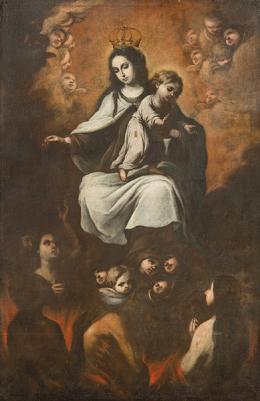 Lote 67: ESTEBAN MÁRQUEZ DE VELASCO - Virgen del Carmen intercesora de las ánimas del Purgatorio