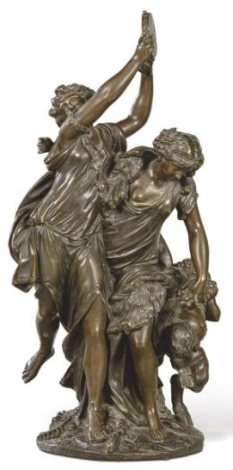Lote 1466: Siguiendo a Claude Michel Clodion (1738-1814)
"Dos Bacantes y un Sátiro" ff. S. XIX pp. S. XX
Escultura en bronce patinado
