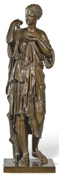 Lote 1467: Ferdinand Barbedienne (1.810 Saint Martin-de-Fresnay-París 1.892) y Achille Collas (París 1.795-París 1.859)
"Diana de Gabi" en bronce patinado S. XIX