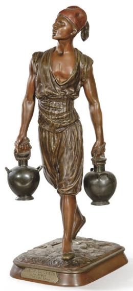 Lote 1498: Juean Didier Debut (Francia 1824-1895)
"Aguador Tunecino" h. 1880-90
Escultura en bronce con patina marrón y pátina rojiza.