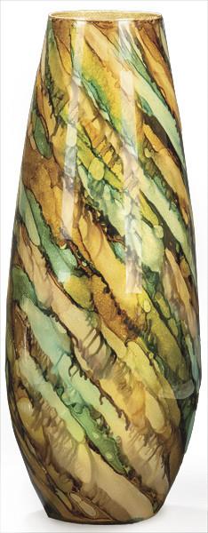 Lote 1528: Jarrón de Murano en cristal muy ligero con decoración de aventurina y manchas verdes.
