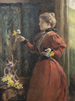 Lote 153: PAUL PIERRE GÓMEZ - Dama con flores