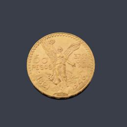 Lote 2577: Moneda de 50 pesos Mexicanos en oro de 22K.