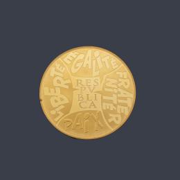 Lote 2593: Moneda conmemorativa de Asterix y Obelix en oro de 24K