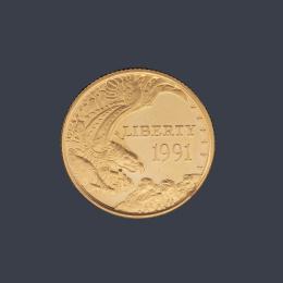 Lote 2594: Moneda 5 dólares conmemorativa Monte Rushmore en oro de 22K