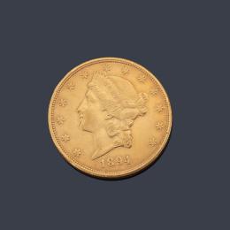 Lote 2602: Moneda 20 dólares americanos en oro de 22 K.