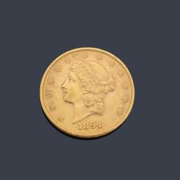 Lote 2603: Moneda 20 dólares americanos en oro de 22 K.