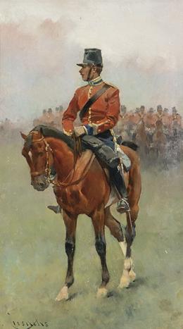 Lote 167: JOSÉ CUSACHS - Militar a caballo