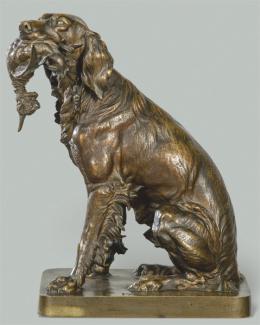 Lote 1065
Perro con perdiz en bronce patinado Pautrot