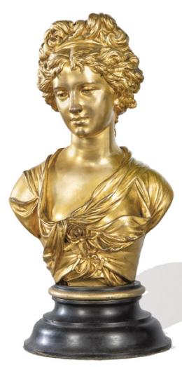 Lote 1079: Editado por Leopold Oudry, Francia S. XIX
"Busto Femenino" en bronce dorado.