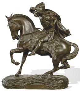 Lote 1084: Thomas Francois Cartier (Francia 1879-1943)
"Vercingetorix a Caballo"
Escultura en bronce patinado,