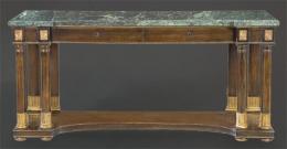 Lote 1108: Gran consola estilo imperio en madera de caoba y sobre en mármol verde