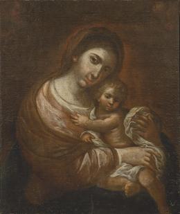 Lote 72: SEGUIDOR DE BARTOLOMÉ ESTEBAN MURILLO S. XVIII - Virgen con el Niño