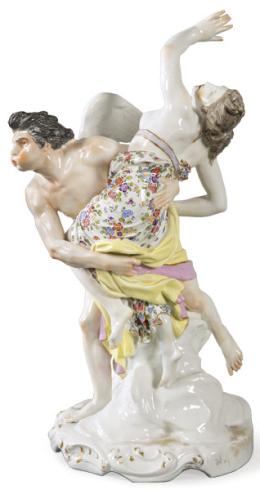 Lote 1245: "Zephyrus y Chloris"
Grupo en porcelana pintada y esmaltada con marca de Samson en la base.
Francia, S. XX