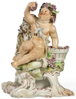 Lote 1248: Baco niño
Realizada en pasta tierna barnizada y pintada.
Real Fábrica de Porcelana del Buen Retiro, 1760-1771
