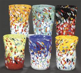 Lote 1256: Seis vasos de cristal de Murano molti fiore