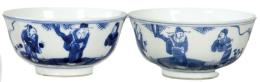 Lote 1389: Pareja de cuencos de porcelana china azul y blanco Dinastía Qing S. XIX