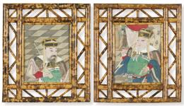 Lote 1392: "Pareja de "Emperadores" pinturas sobre papel, China Dinastía Qing S. XIX.