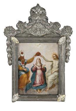 Lote 92: ESCUELA ITALIANA S. XVII - Virgen María coronada por la Trinidad