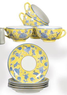 Lote 1407: Juego de once tazas con sus platos para café en porcelana japonesa de Suzuki Co. mediados del S. XX.