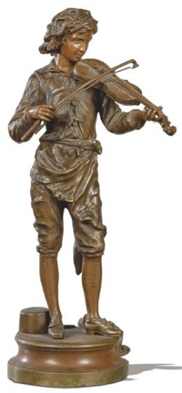 Lote 1449
Charles Anfrie (Francia 1833-1905)
"Violinista"
Escultura de bronce patinado. Firmada.