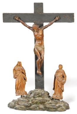 Lote 1485: "Calvario" tallado en madera de boj y madera ebonizada, Italia S. XVIII.