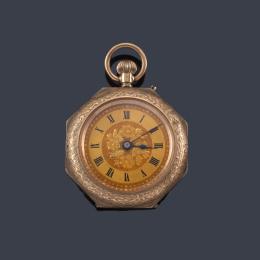 Lote 2520: Reloj lepín de colgar en oro amarillo de 9 K.