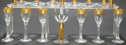 Lote 1050: Juego de seis copas de licor de cristal dorado al fuego italianas