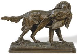 Lote 1069
Siguiendo a jules Moigniez (Francia 1835-1894)
"Perro con Faisán" S. XIX
Escultura en bronce patinado que sigue el original de Moigniez