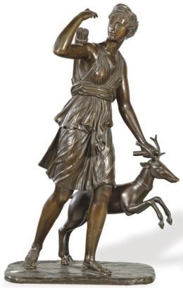 Lote 1081: "Diana de Versalles", Francia ff. S. XIX
Figura en bronce patinado.