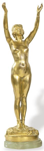 Lote 1082
Paul Eugéne Breton Francia (1868-1933)
"Salammbo"
Escultura Art Deco en bronce dorado