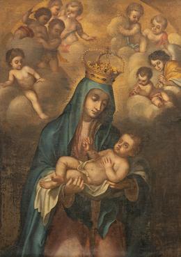 Lote 61: ESCUELA GRANADINA S. XVIII - Virgen con el Niño