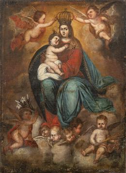 Lote 62: ESCUELA SEVILLANA S. XVIII - Virgen del Rosario