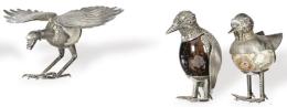 Lote 1168
Tres aves de plata mejicana punzonada Ley Sterling y piedras duras
