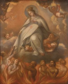 Lote 0085
SEGUIDOR DE LUCA GIORDANO S. XVIII - Virgen de la Mercded intercediendo por las ánimas del Purgatorio