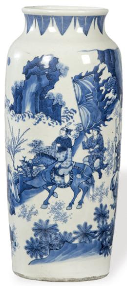Lote 1378
Jarrón de porcelana china azul y blanco, perido Transición h. 1740-50.