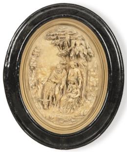 Lote 1437: "La Huida a Egipto" placa de sepiolita en relieve, Francia S. XIX.
