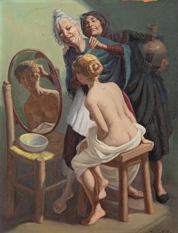 Lote 353: JESÚS VILLAR - Mujer ante el espejo