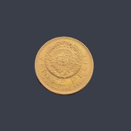 Lote 2756: Moneda de 20 pesos Mexicanos en oro de 22K.