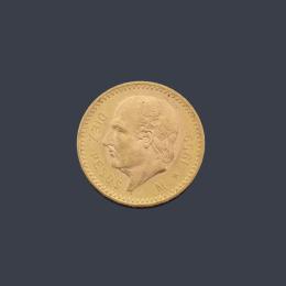 Lote 2764: Moneda de diez pesos mexicanos en oro de 22 K.