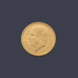 Lote 2765: Moneda de diez pesos mexicanos en oro de 22 K.