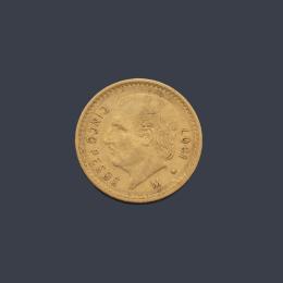 Lote 2766: Moneda de 5 pesos mexicanos en oro de 22 K.