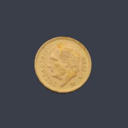 Lote 2767: Moneda de 5 pesos mexicanos en oro de 22 K.