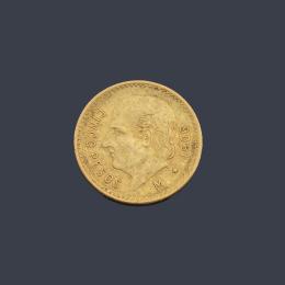 Lote 2770: Moneda de 5 pesos mexicanos en oro de 22 K.
