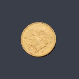 Lote 2773: Moneda de 5 pesos mexicanos en oro de 22 K.